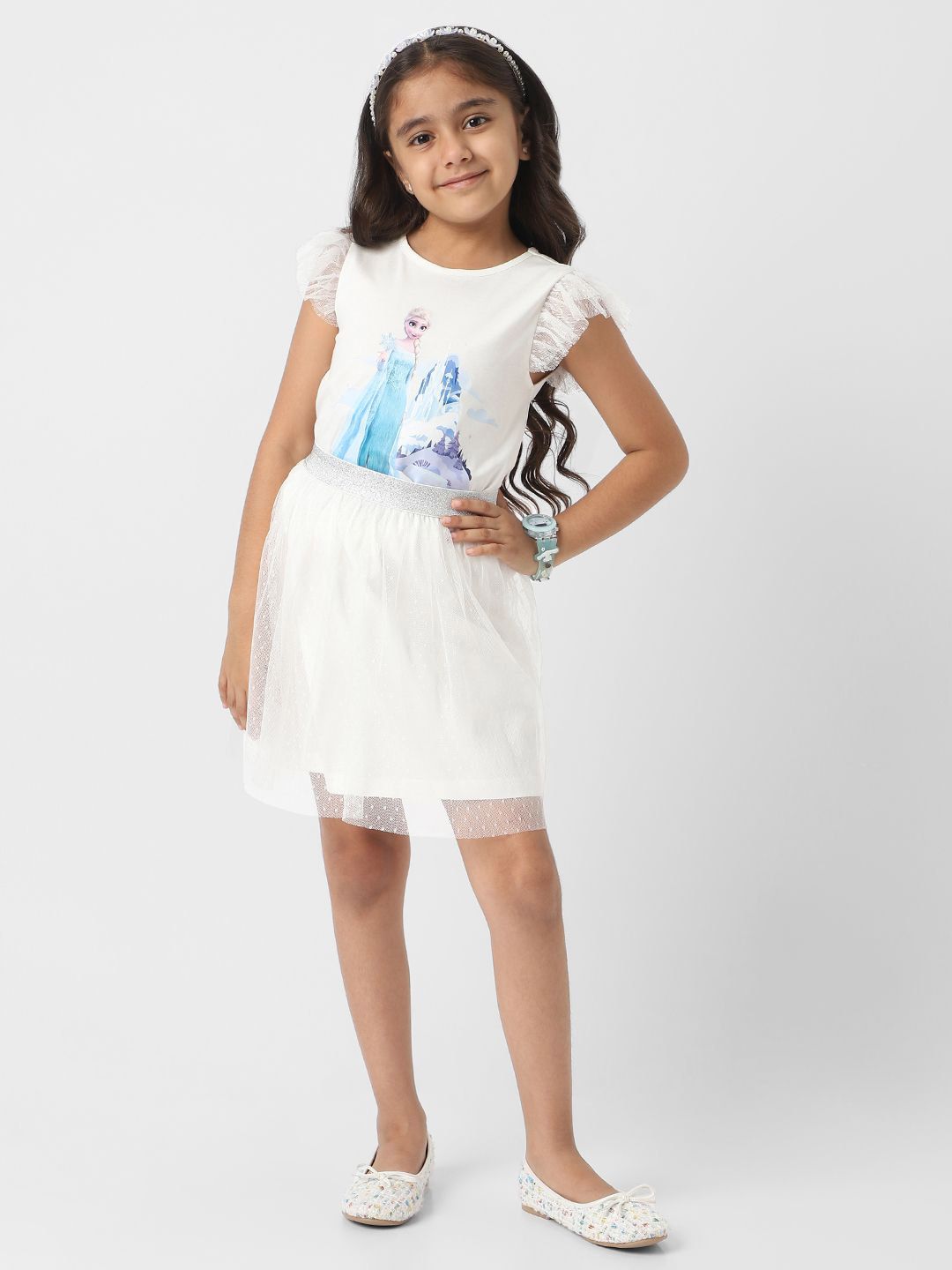 NautiNati Disney Frozen Elsa Girls Party Wear Set of Top and Tulle Skirt