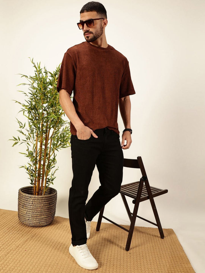 Thomas Scott Men Solid Round Neck Cotton Oversized T-shirt
