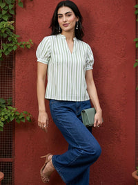 Mamicha Striped Puff Sleeve Top