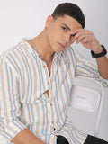VASTRADO Men Classic Slim Fit Multi Stripes Opaque Striped Casual Shirt