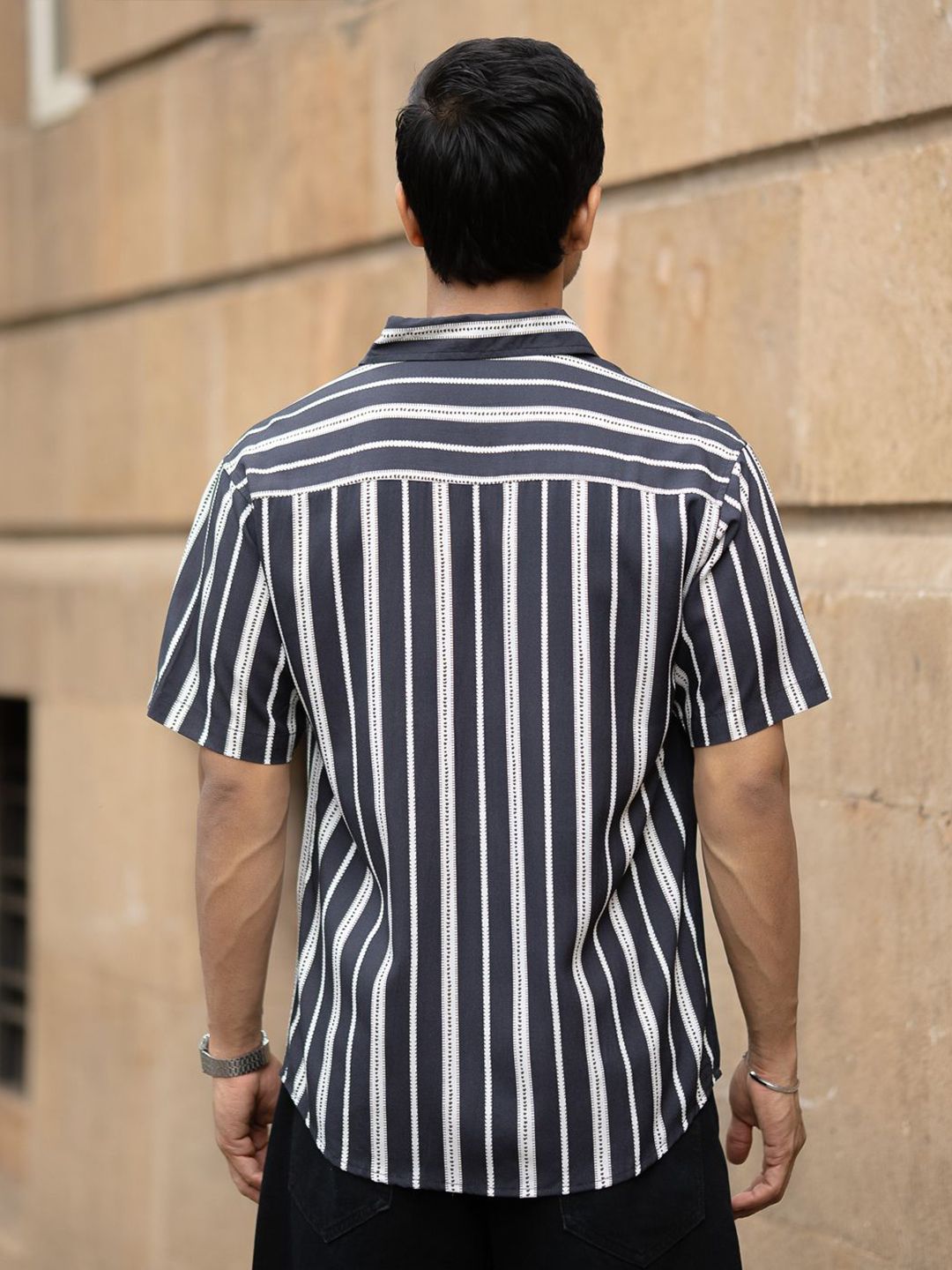 Powerlook Men Printed Stripe Lightweight Shirt