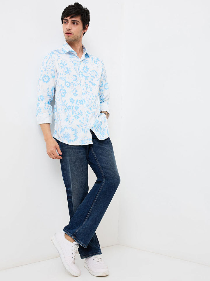 SPYKAR Men Slim Fit Spread Collar Floral Printed Cotton Casual Shirt