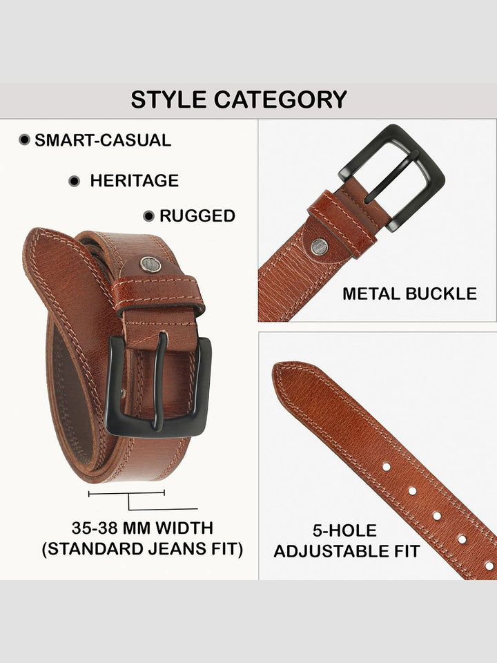 Teakwood Leathers Men Textured Leather Belt