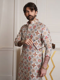 SOJANYA Ethnic Motifs Printed Mandarin Collar Kurta With Pyjamas