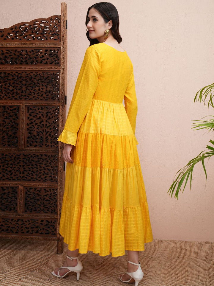 Vishudh Embroidered Flared Sleeve A-Line Maxi Dress