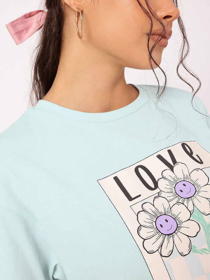 DressBerry Enchanted Evening Graphic Print Boxy Crop T-shirt