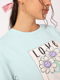 DressBerry Enchanted Evening Graphic Print Boxy Crop T-shirt