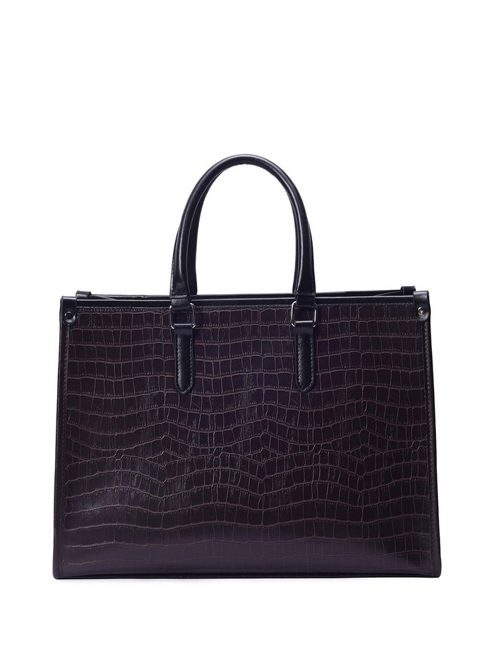 Lino Perros Croc Textured Structured Handheld Bag