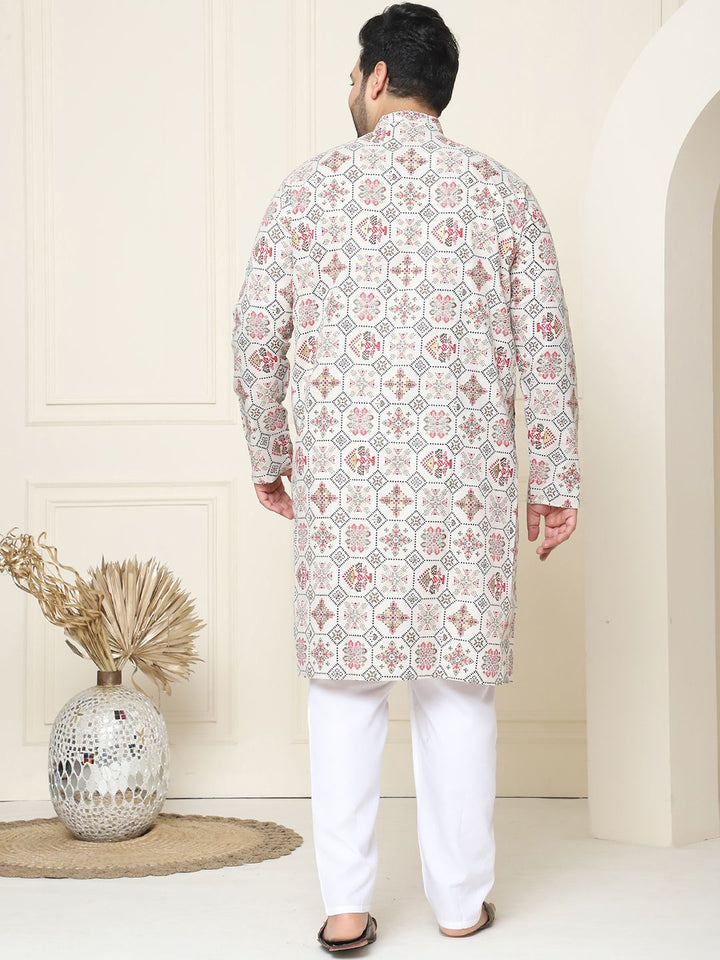 SOJANYA PLUS Ethnic Motifs Printed Cotton Linen Straight Kurta with Pyjamas