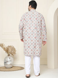 SOJANYA PLUS Ethnic Motifs Printed Cotton Linen Straight Kurta with Pyjamas