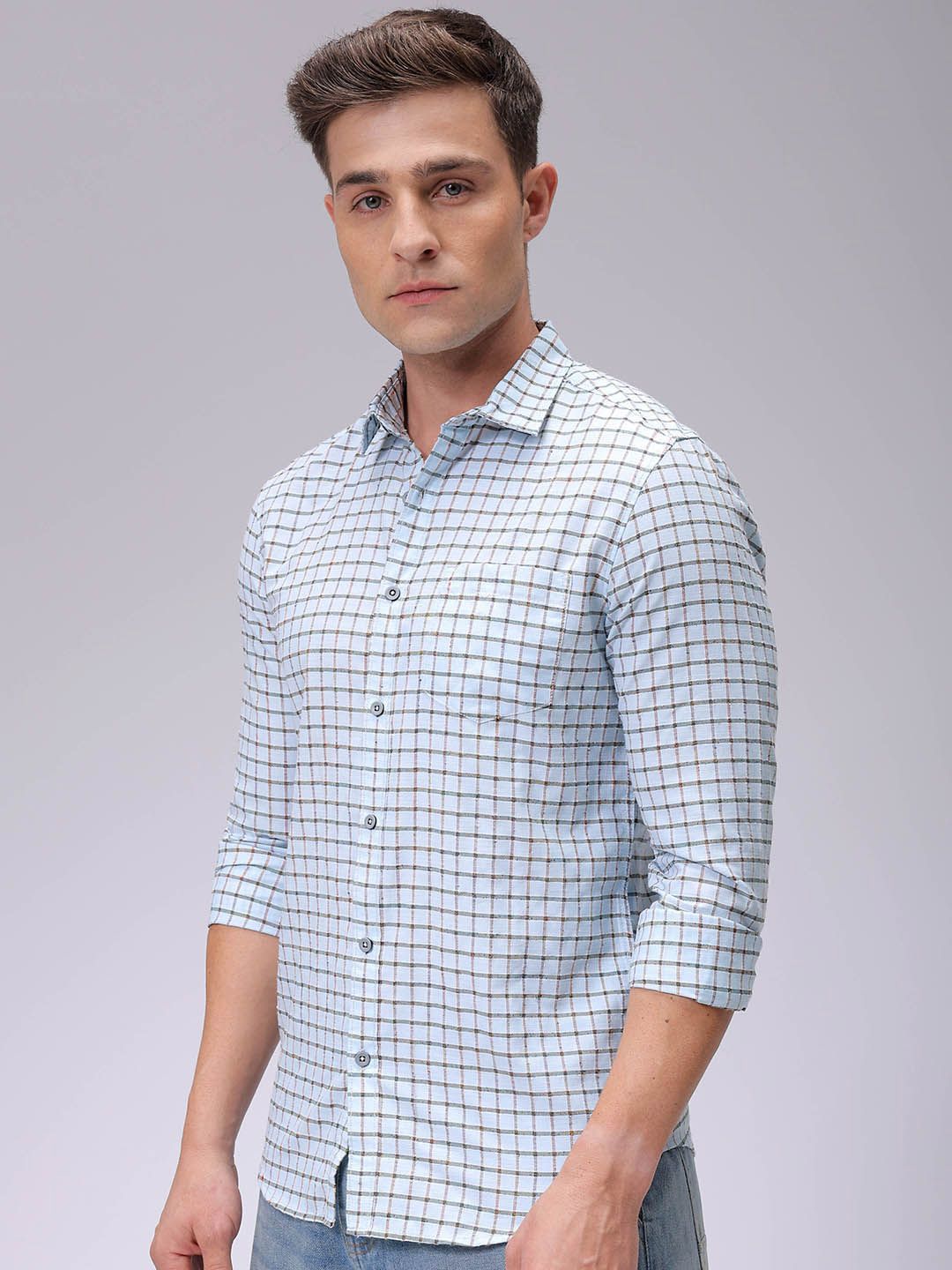 The Indian Garage Co Men Slim Fit Opaque Checked Casual Shirt