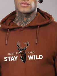 Adro Hustle Hard Stay Wild 320 GSM Fleece Printed Graphic Sweatshirt