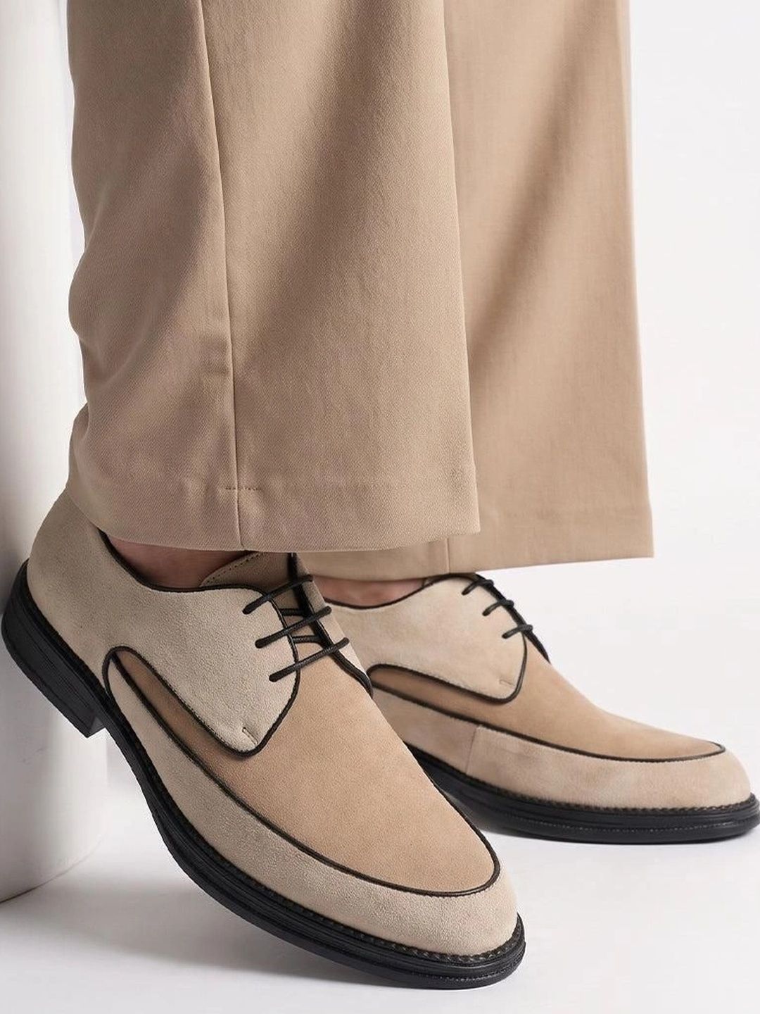 MONKSTORY Beige Atelier 1860 Dual Tone Lace-Ups Derby