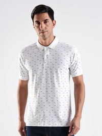 ADRO Conversational Printed Polo Collar Regular Fit Cotton T-shirt
