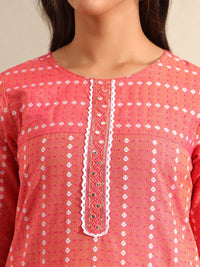 Motif Etnik Wanita Mamicha Bercetak Cermin Biasa Bekerja Kurta Kapas Tulen dengan Seluar