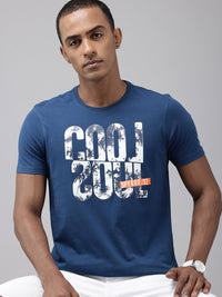 SPYKAR Typography Printed Pure Cotton Slim Fit T-shirt