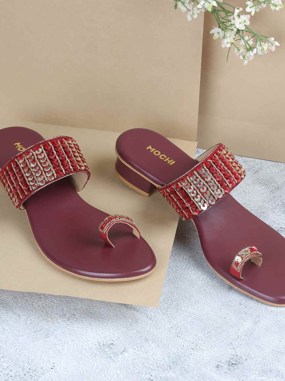 Mochi Women Ethnic - Embellished Wedge Mules