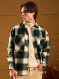 DENNISON Men Double Pocket Drop Shoulder Oversized Cotton Checked Shacket