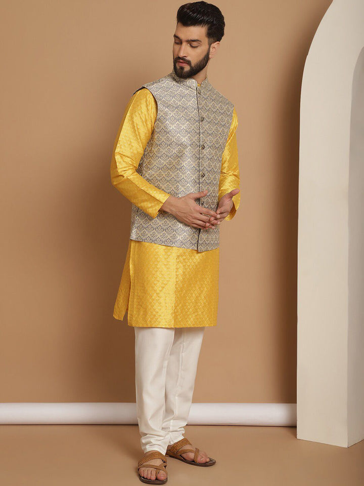 Anouk Embroidered Straight Jacquard Silk Regular Kurta with Churidar