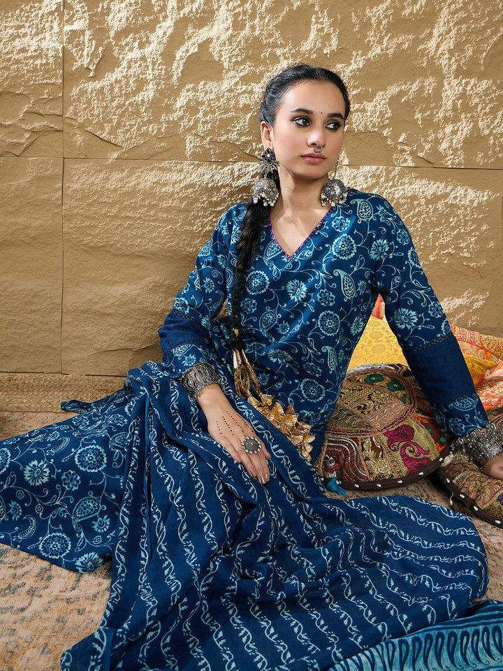 Indo Era Women Paisley Printed Pure Cotton Kurta with Trousers & Dupatta