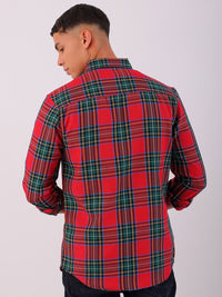 The Indian Garage Co Men Cutaway Collar Checked Cotton Slim Fit Casual Shirt