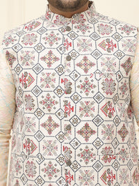 SOJANYA PLUS Men Printed Nehru Plus Size Jacket