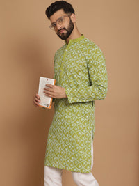 Anouk Men Green Printed Mirror Work Kurta