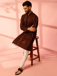 Anouk Men Embroidered Regular Mirror Work Pure Cotton Kurta with Pyjamas