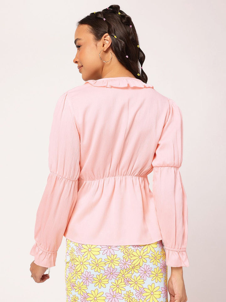 DressBerry Triple Puff Flirty Ruffled Top