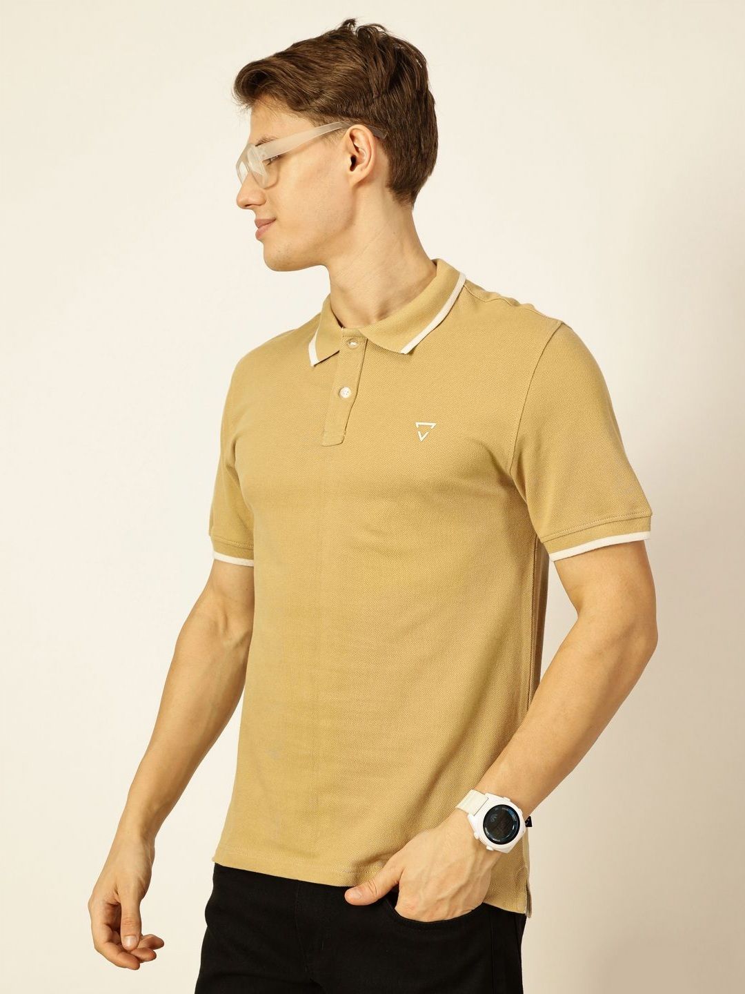 Thomas Scott Men Solid Polo Collar Cotton T-shirt