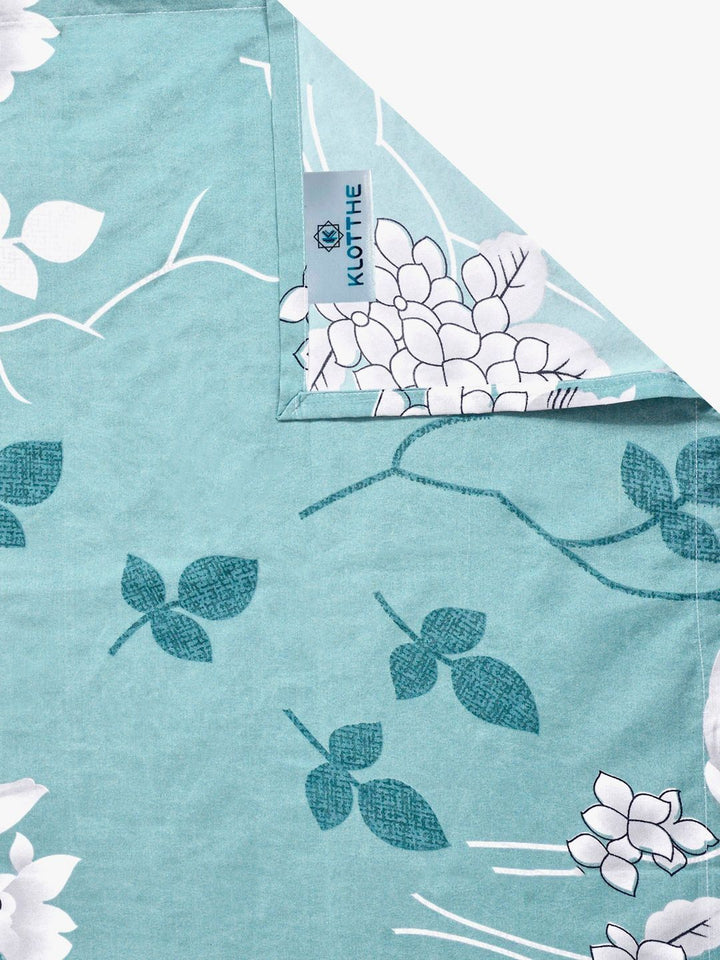 KLOTTHE Hijau & Putih Bercetak 300 TC Cadar Katil Double Dengan 2 Sarung Bantal- 2.5 m x 2.25 m