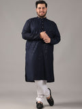 SOJANYA PLUS Plus Size Lelaki Motif Etnik Sulam Kapas Tulen Kurta Lurus & Piyama