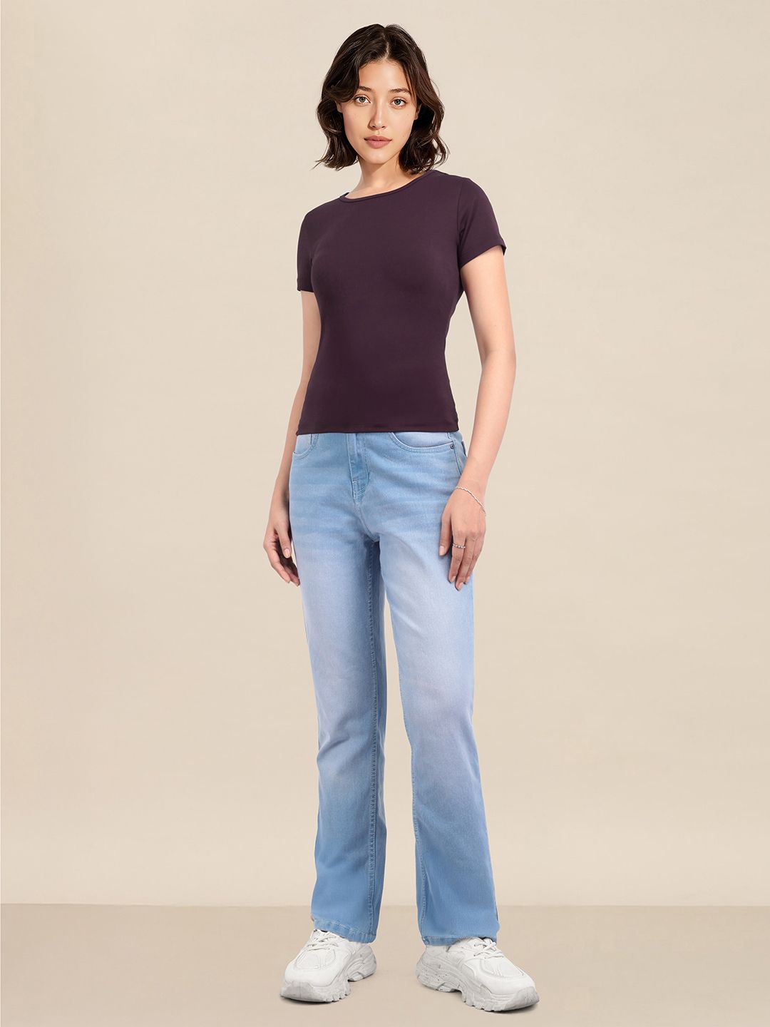 DressBerry Round-Neck Crop Fitted Top