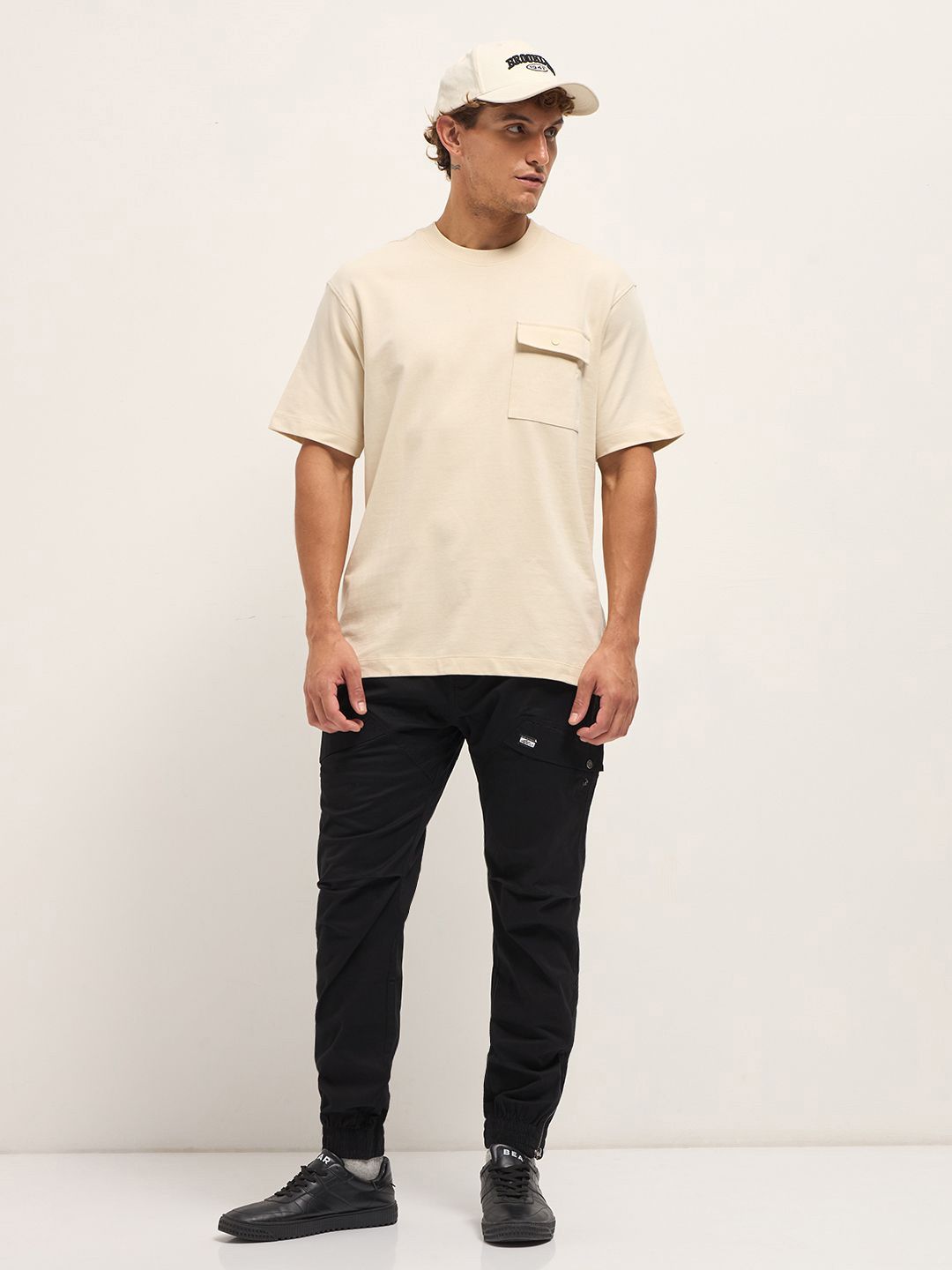 THE BEAR HOUSE Men Typography Printed Round Neck Oversized T-shirt