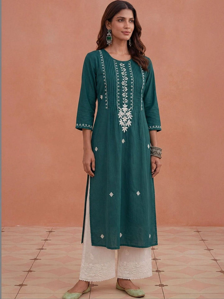 Kurta Sulam Benang Sulam Wanita Rumah Chikankari