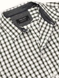 Thomas Scott Men Smart Spread Collar Micro Checked Cotton Slim Fit Casual Shirt