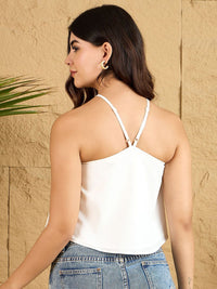 Berrylush Women Halter Neck Sleeveless Regular Top