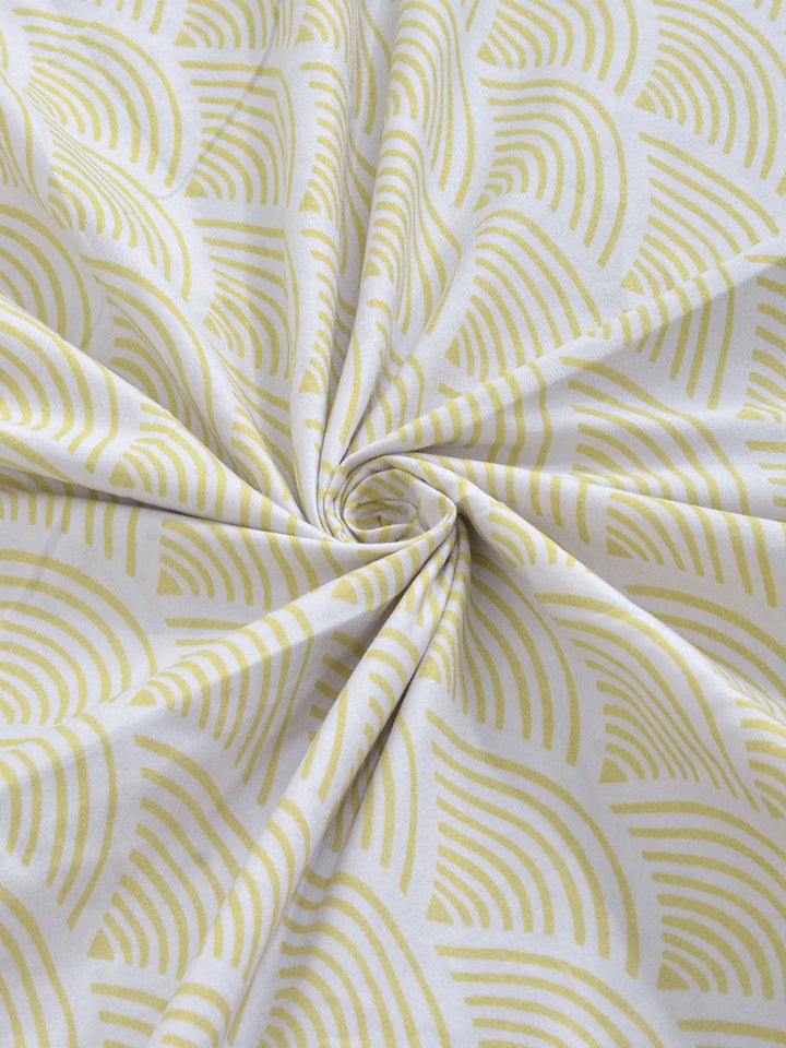 KLOTTHE White & Beige Printed 300 TC King Bedsheet With 2 Pillow Covers