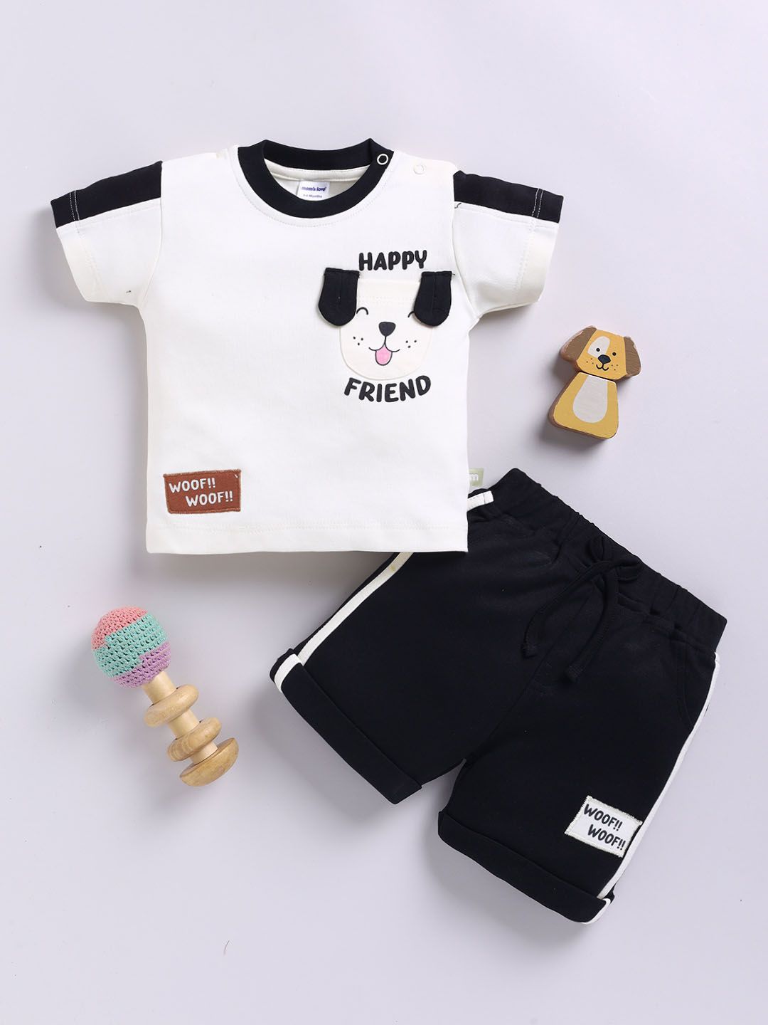 Moms Love Boys Printed T-shirt dengan seluar pendek