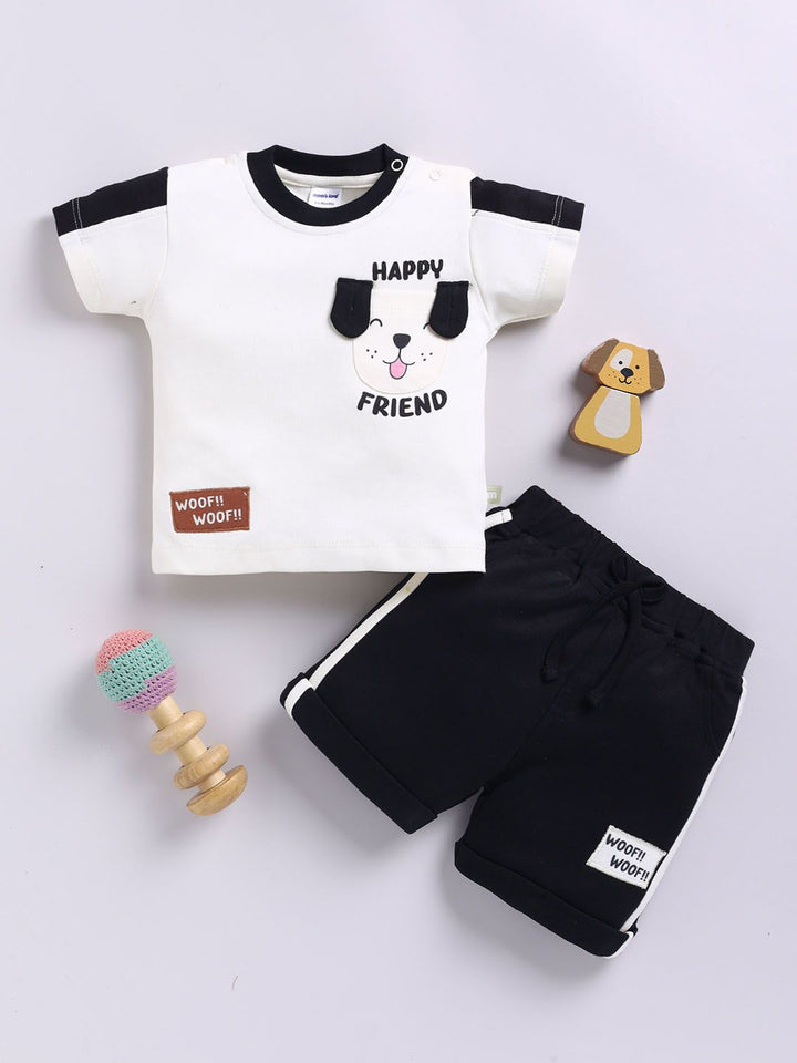 Moms Love Boys Printed T-shirt dengan seluar pendek