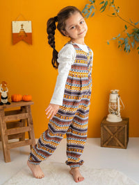 YK Girls Printed Cotton Jumpsuit With T-Shirt