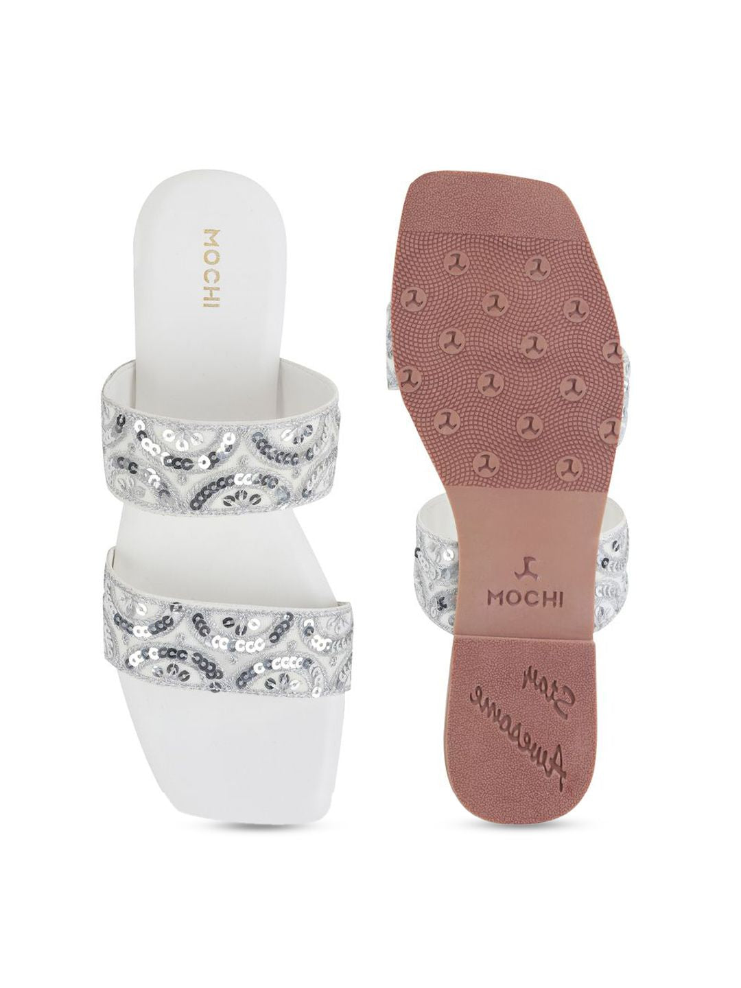 Mochi Women Embelished Open Toe Flats