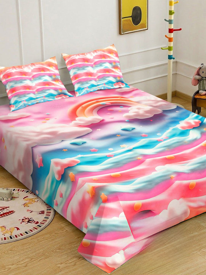 Myntra Elegant Homes Multicoloured Conversational 400 TC King Bedsheet with 2 Pillow Covers