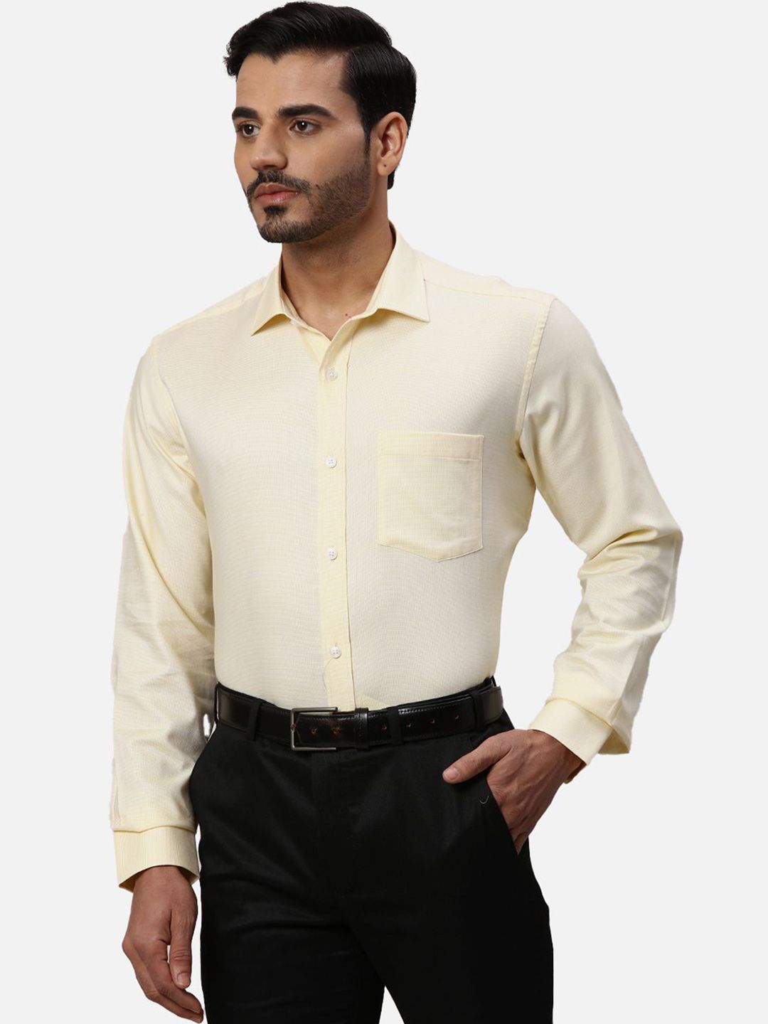 Park Avenue Men Spread Collar Textured Cotton Formal Shirt
