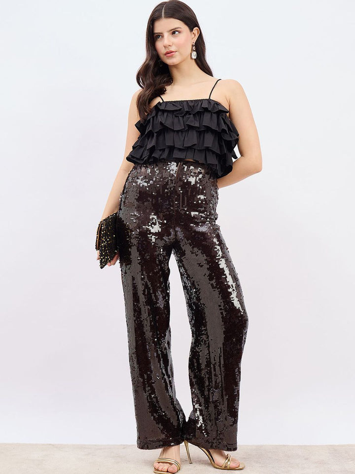 Berrylush Women Ruffles Fitted Crop Top