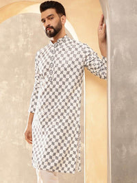 SOJANYA Kurta Kerja Benang Sulam Geometri Lelaki