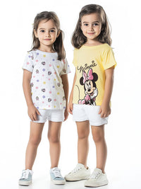 NautiNati Disney Girls Pack of 2 Cotton Minnie Mouse Printed T-shirts