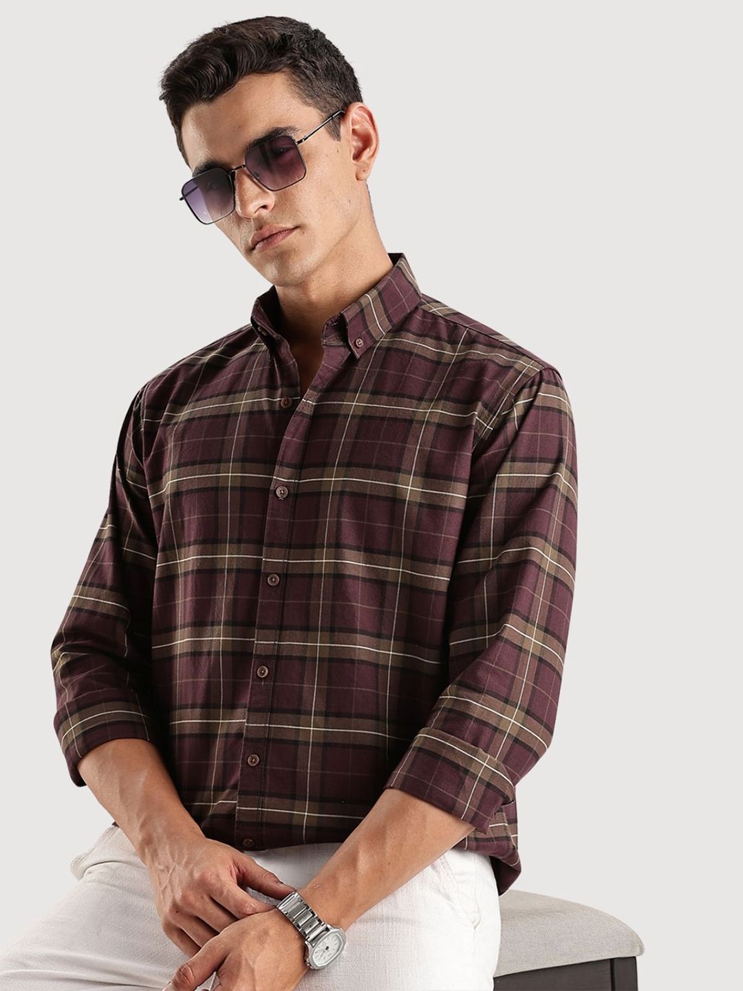ADRO Standard Tartan Checks Baju Kasual Berpetak