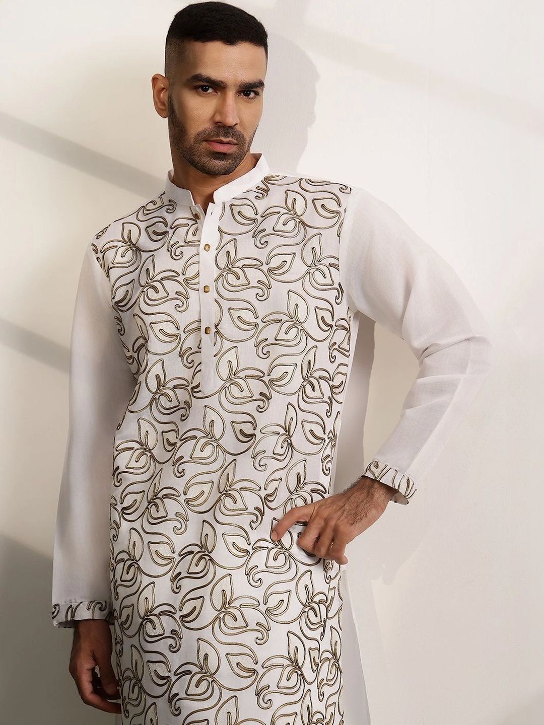 Anouk Men Ethnic Motifs Embroidered Regular Thread Work Kurta with Pyjamas