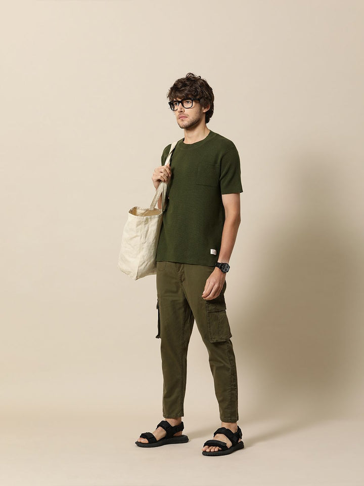 Mr Bowerbird Men Olive Green Solid T-shirt